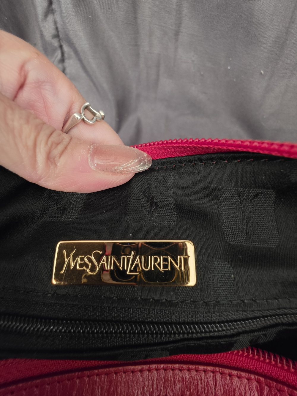 Yves Saint Laurent Brown Woven Cylinder Bag with Red Leather Trim - Picture 11 of 16